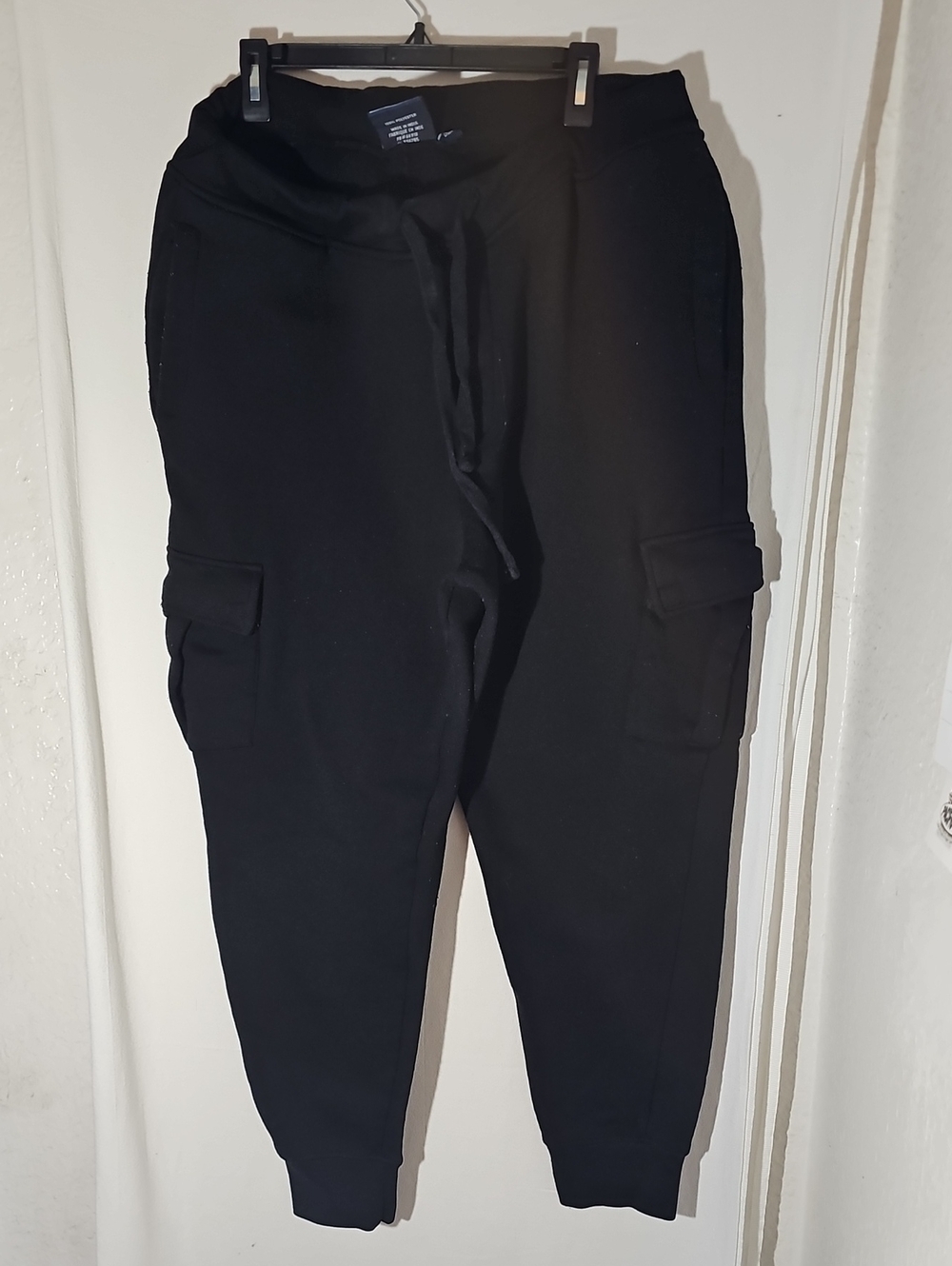 Men's Black Cargo Jogger Pants with Drawstring Waist